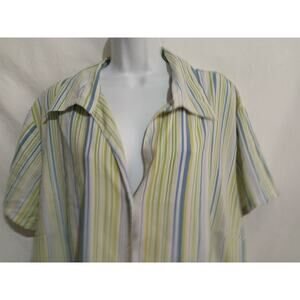 Worthington Woman Stretch Size 3X Short Sleeve Multicolored Stripe V-neck...